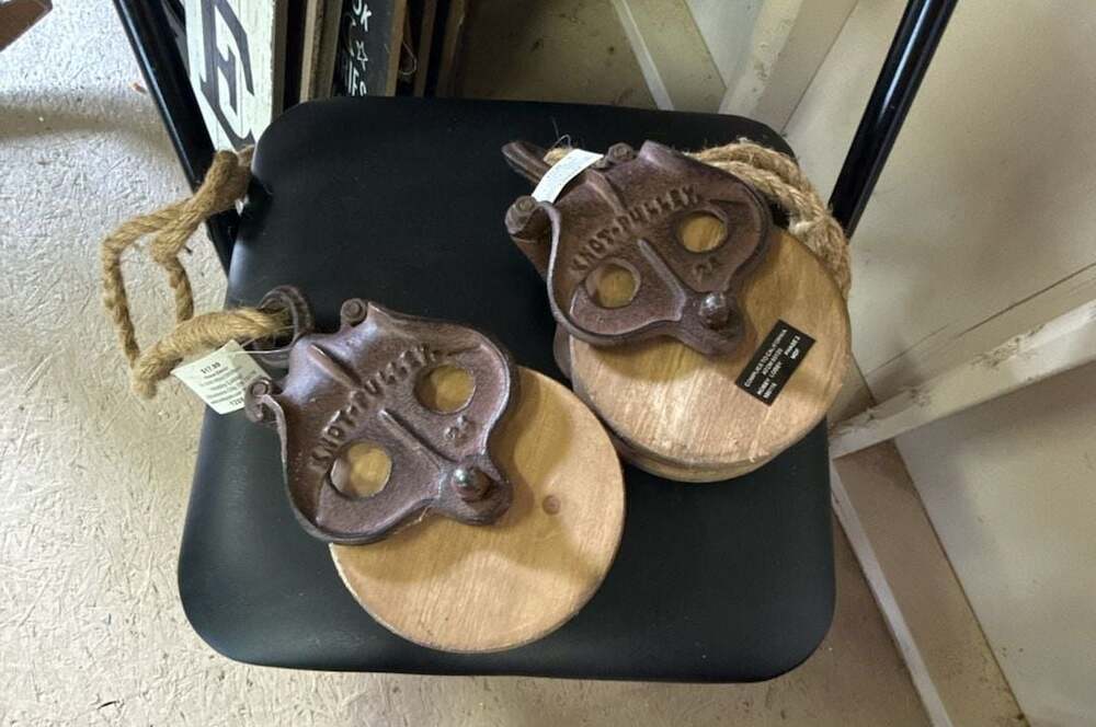 NWT Hobby Lobby Knot Pulley Wood And Cast Iron Decor